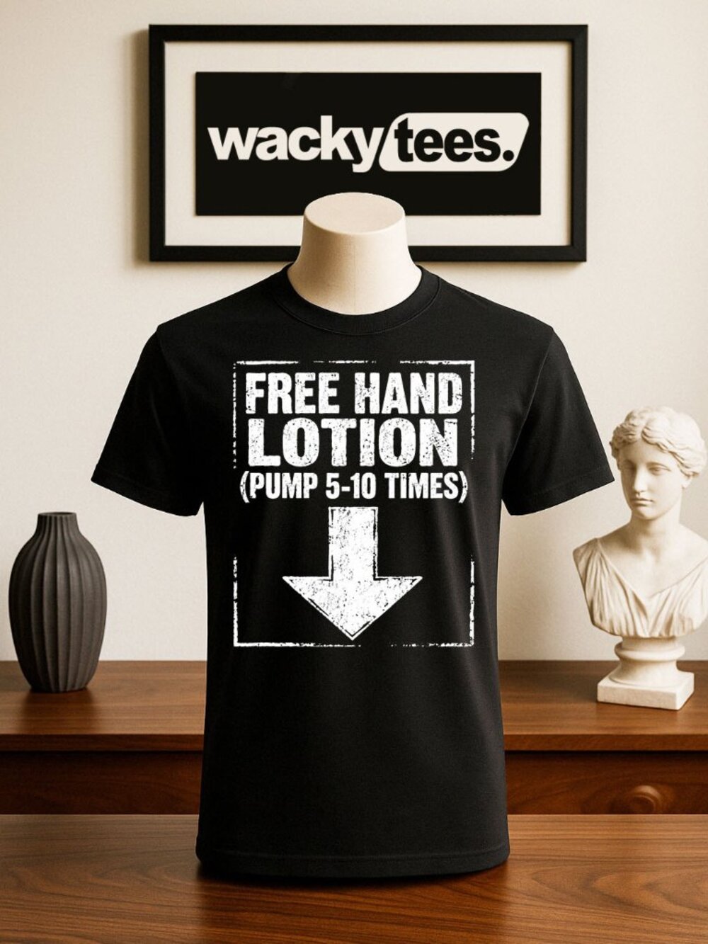 Free Hand Lotion Pump 5 to 10 Times Funny Adult Humor Graphic Tee Shirt